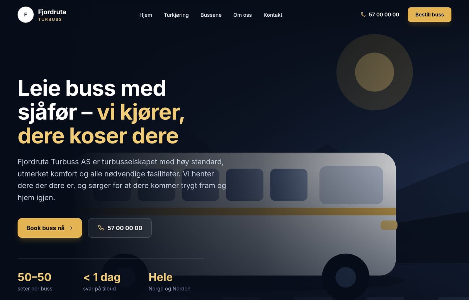 Skjermbilde av en ferdig kundeside med bookingknapp